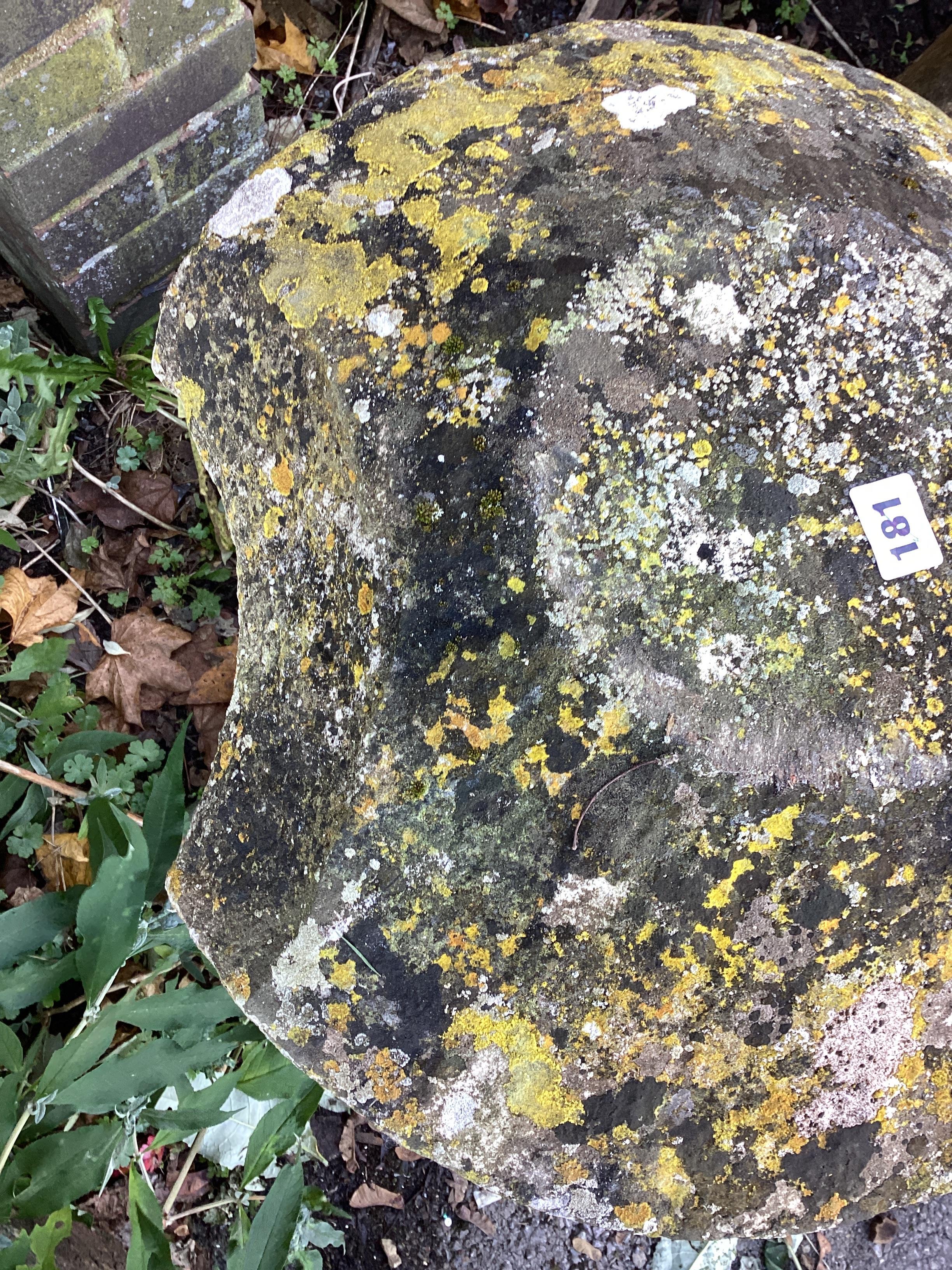A weathered reconstituted staddle stone, height 77cm